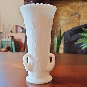 Westmoreland White Vase with Swan Motif